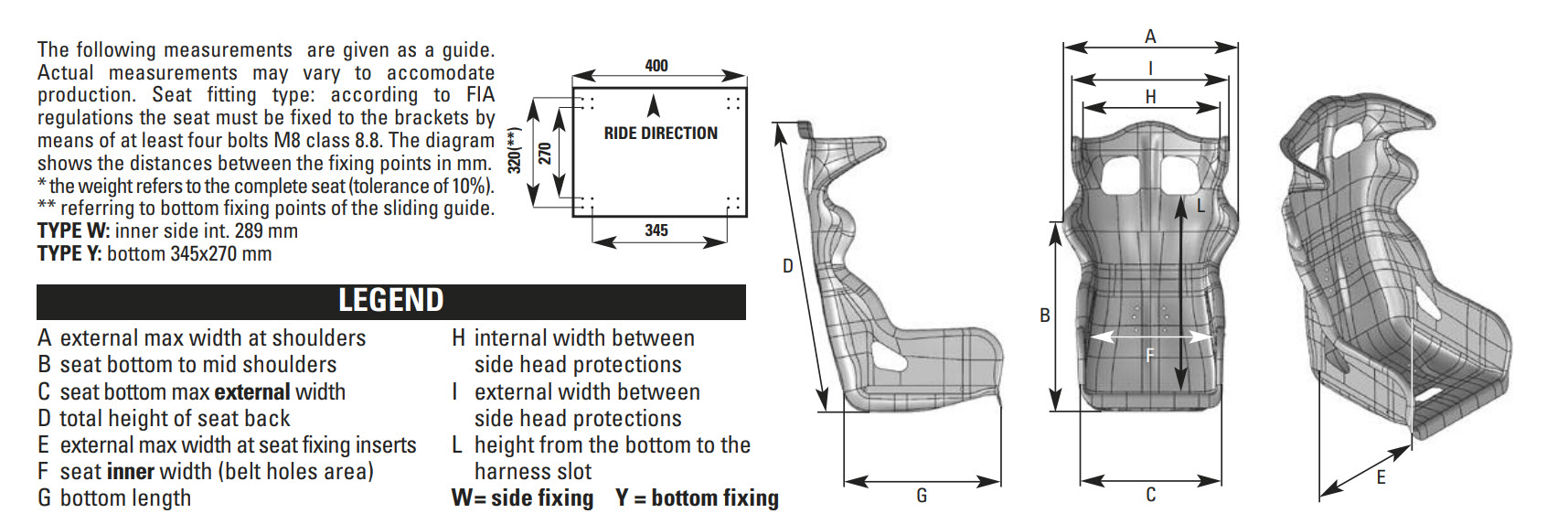 seats have a measurement guide that look like this