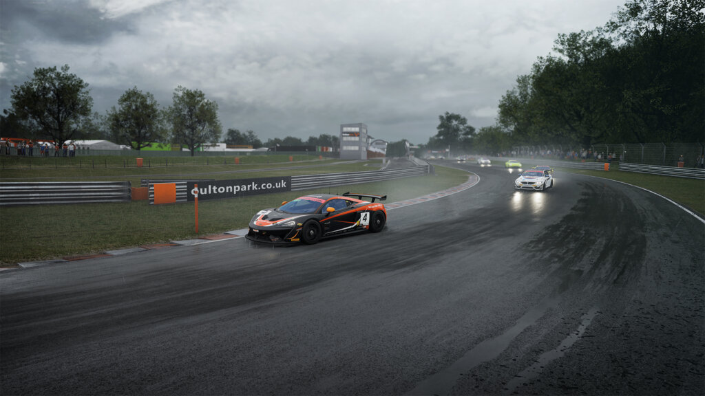 Simulated or real? This is Oulton Park in the wet in Assetto Corsa Competitzione