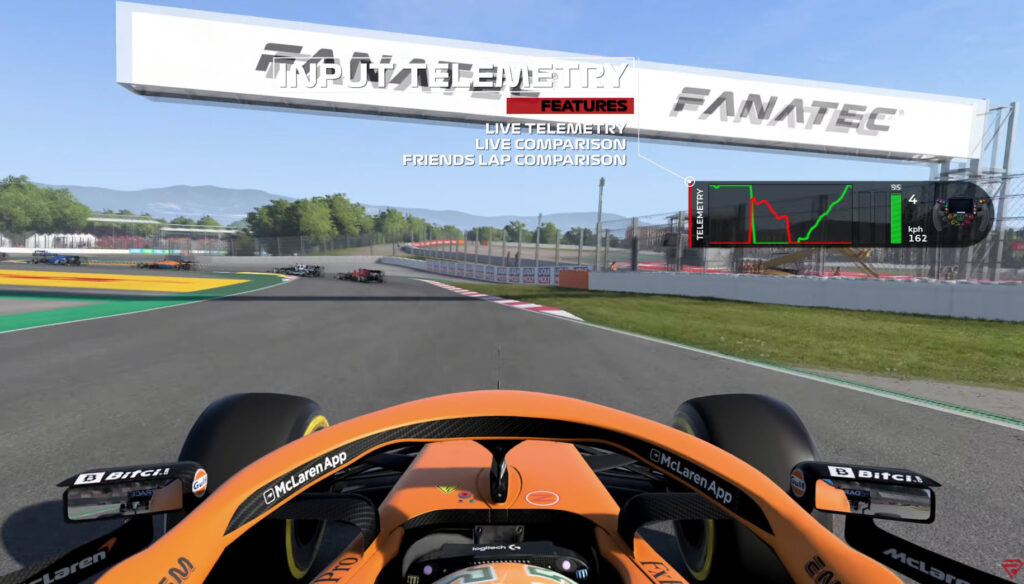 Overlay in F1 2020 showing the telemetry overlay