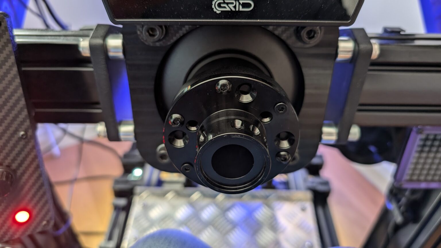 Moza 70mm PCD hub adapter fitted to Simucube wheelbase