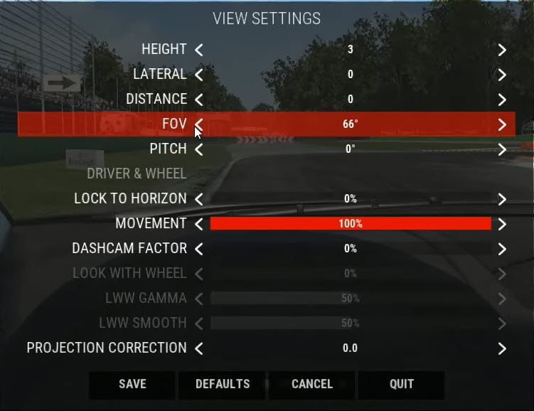 FOV is the 4th option available