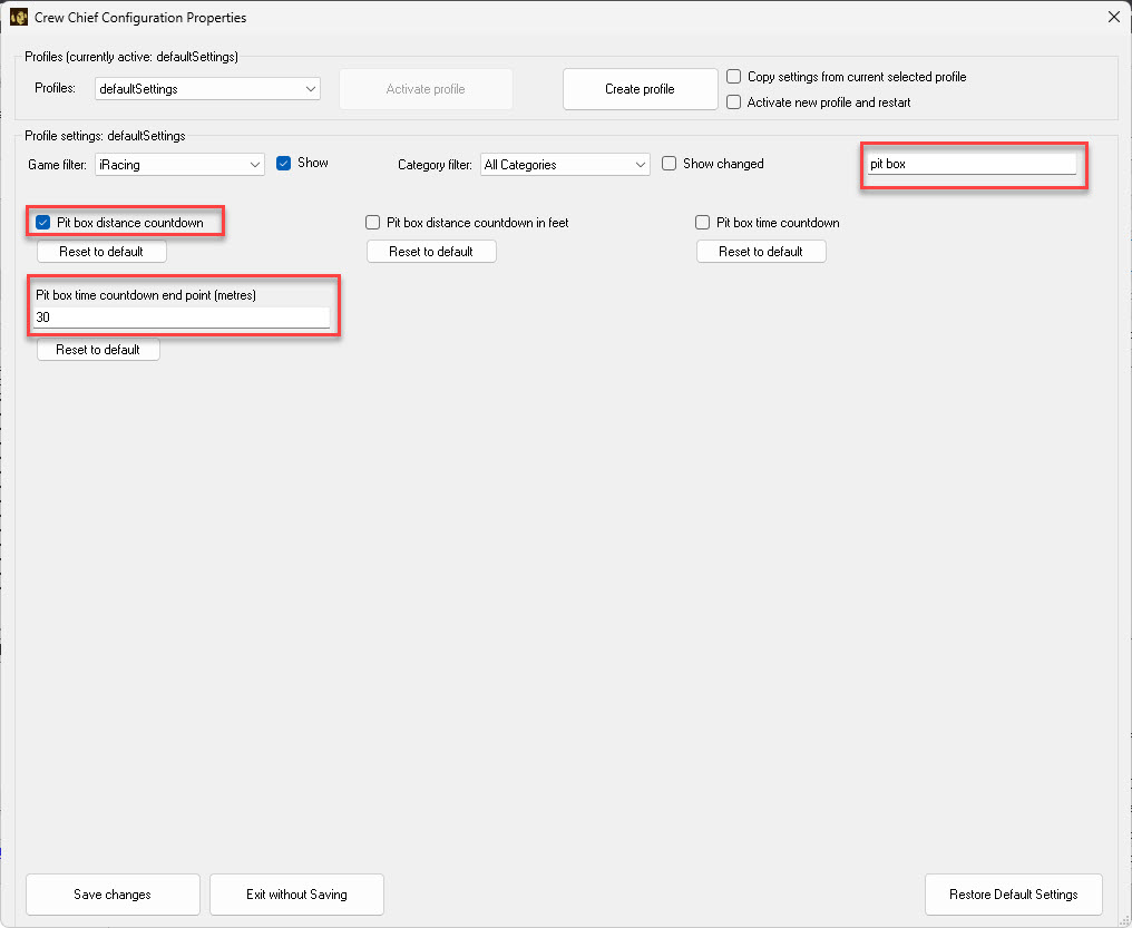 Enable pit box distance warning in Crew Chief
