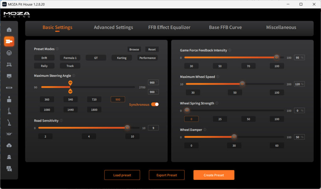 R12 basic FFB settings