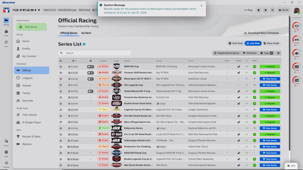 iRacing Official Racing UI