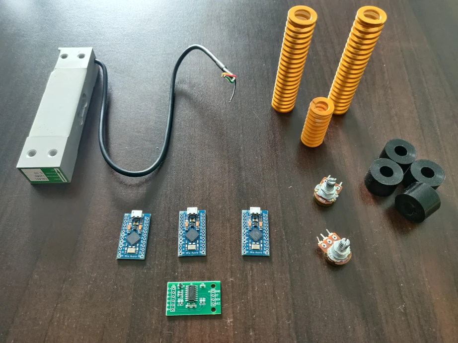 Springs and Arduino components for DIY sim racing build