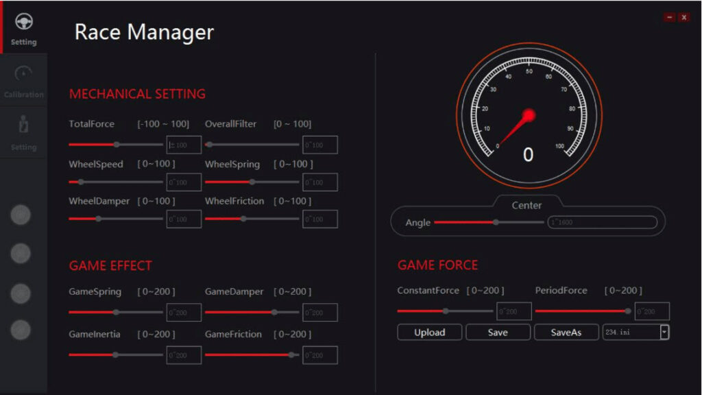 Configuration is managed via Alpha Manager - including firmware updates for the wheelbase
