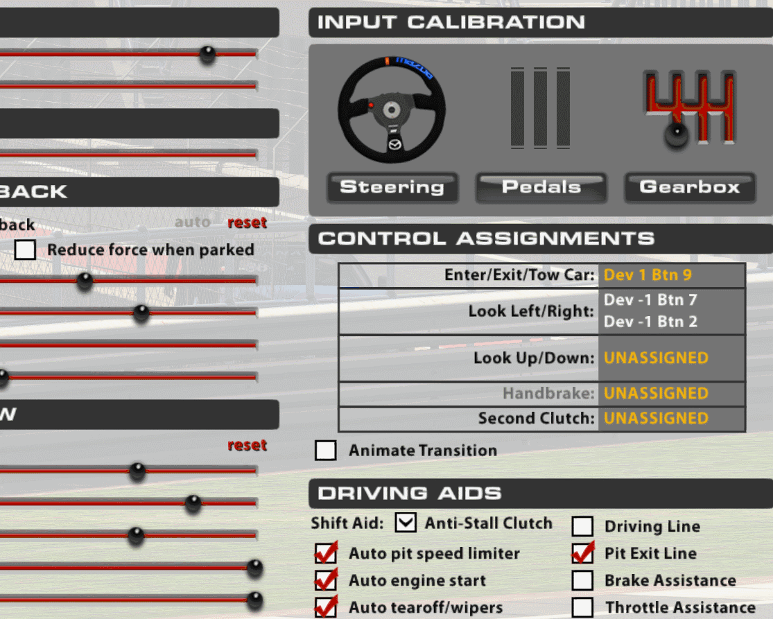 Wheel rotation setup in iRacing set to 900° of rotation