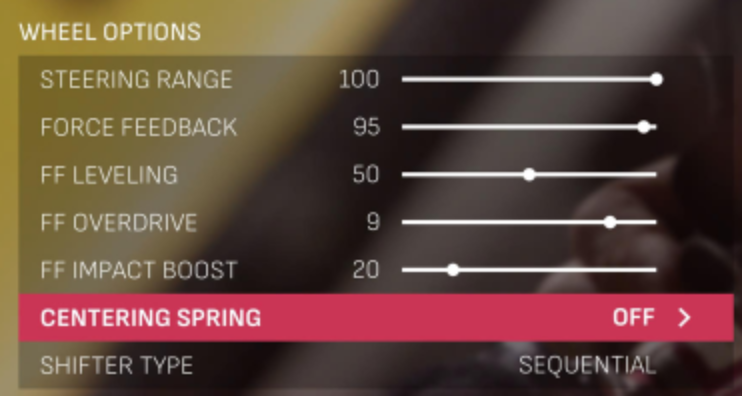 Logitech RS50 NASCAR 25 PlayStation settings screenshot