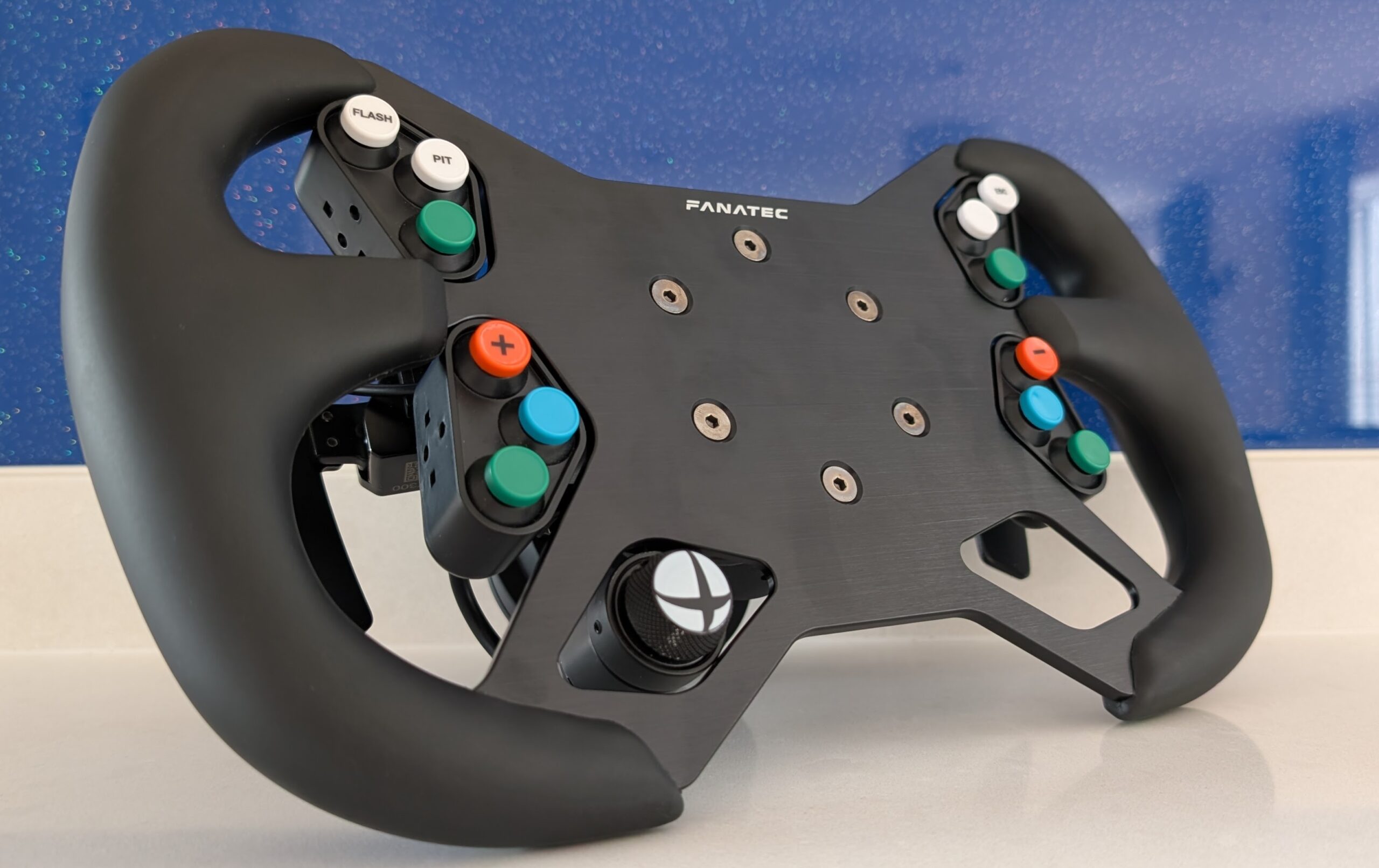 Fanatec ClubSport Steering Wheel GT3 for Xbox beauty shot showing the complete assembled wheel
