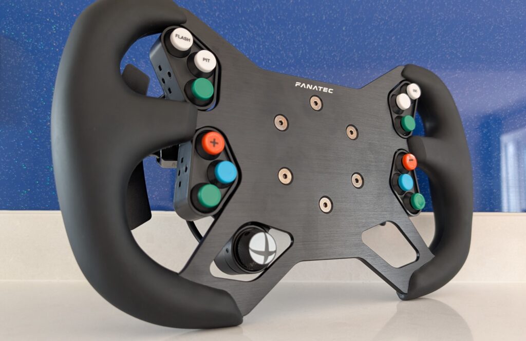 Richard's Fanatec ClubSport Steering Wheel GT3 for Xbox on a worktop
