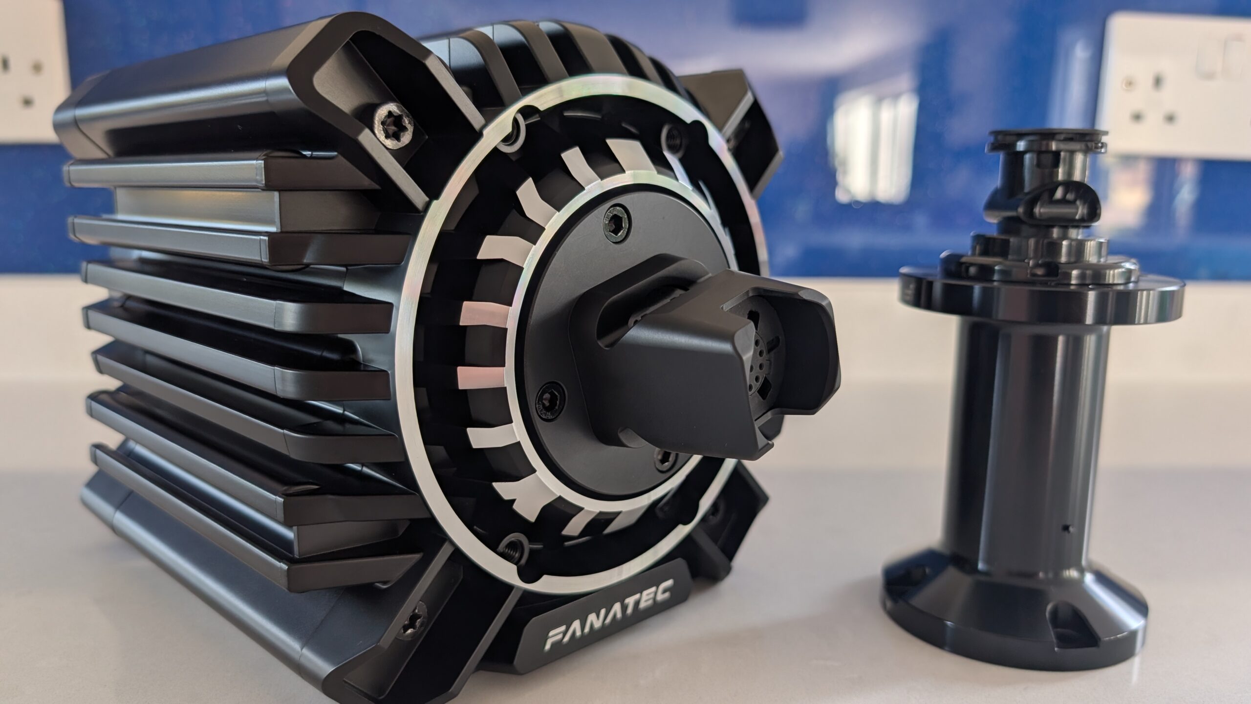 Fanatec Podium direct drive wheelbase with the steering wheel removed from the quick release
