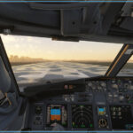 Cockpit view of the PMDG 737-700 in Microsoft Flight Simulator 2024