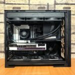 Custom sim racing PC build with the side panel off
