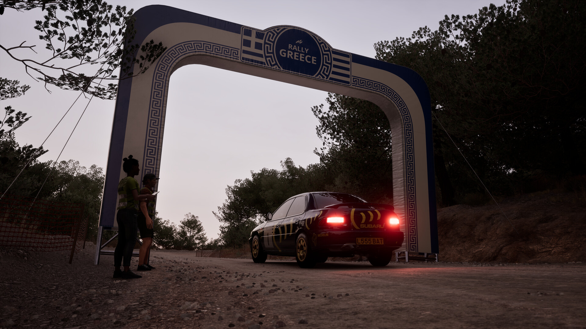Assetto Corsa Rally gameplay - Subaru at the Rally Greece stage arch