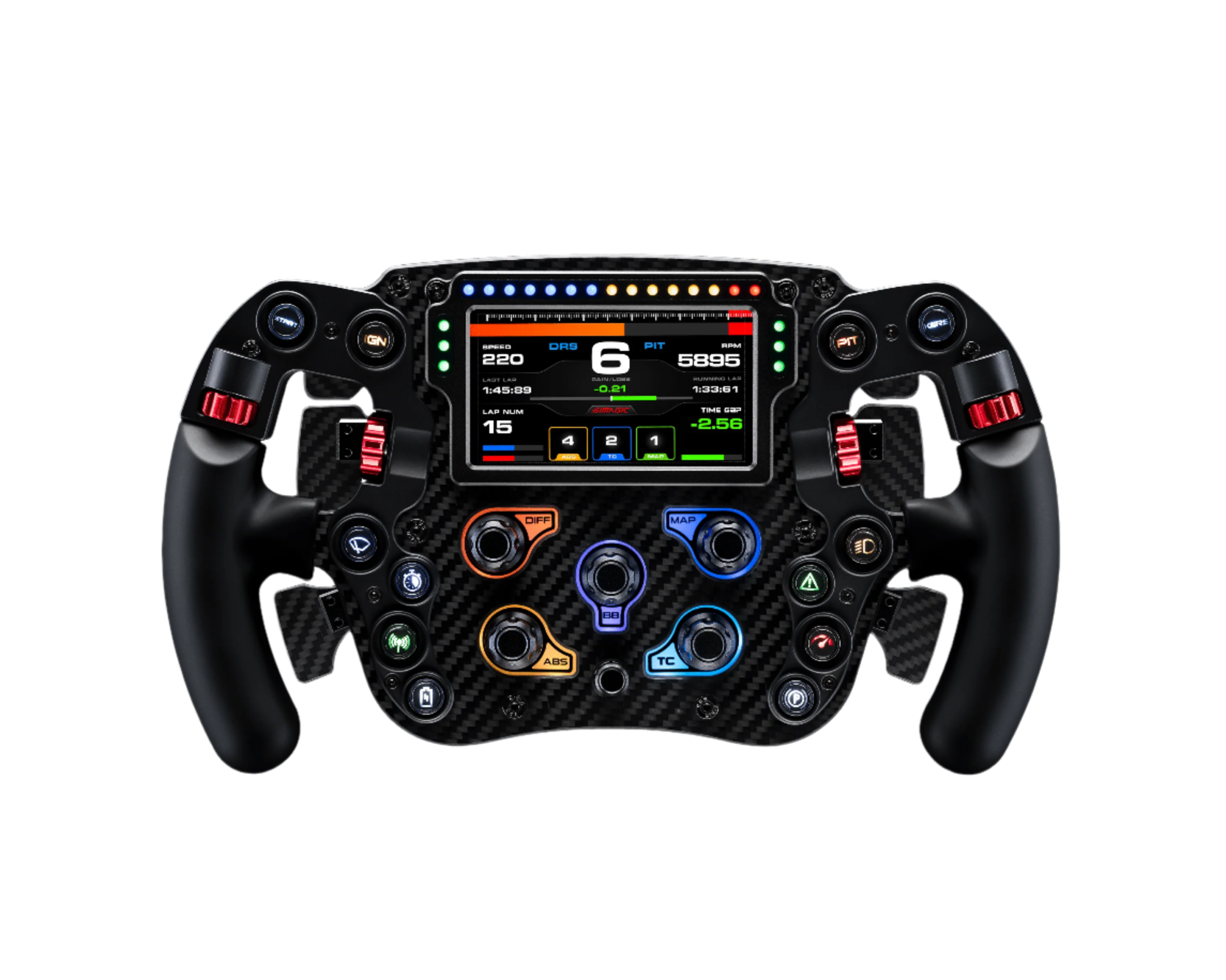 Simagic FX Pro formula wheel with the Sumo S-ray RGB light strip