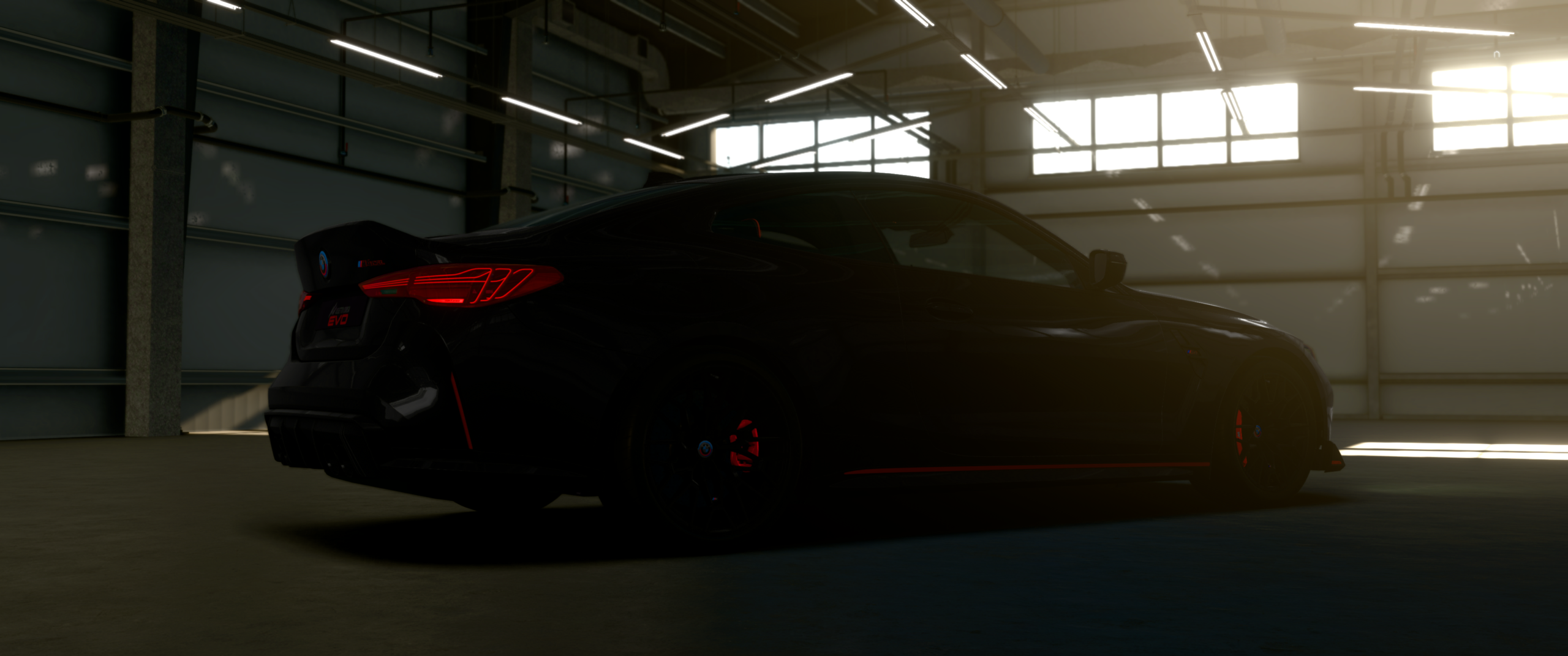 Prism shaders running in Assetto Corsa EVO, BMW M4 CSL in-game