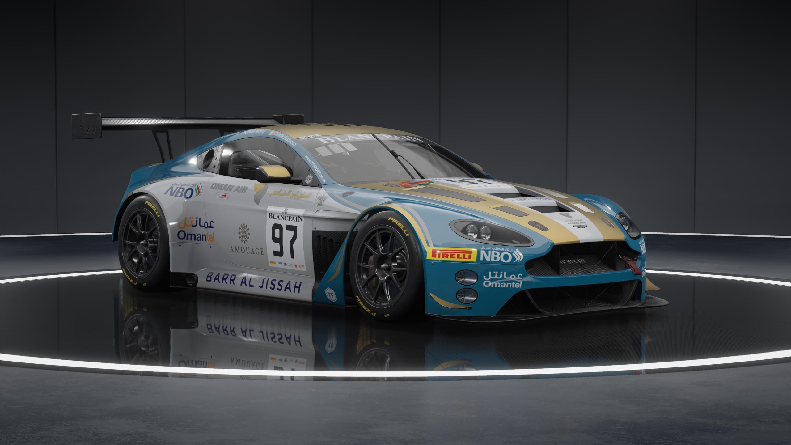 Aston Martin V12 Vantage GT3 racing car in Assetto Corsa Competizione