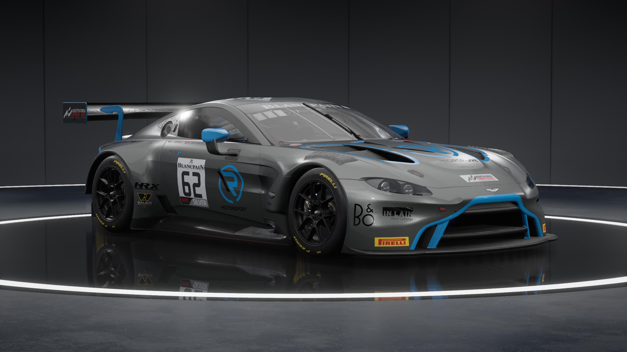 Aston Martin V8 Vantage GT3 racing car in Assetto Corsa Competizione