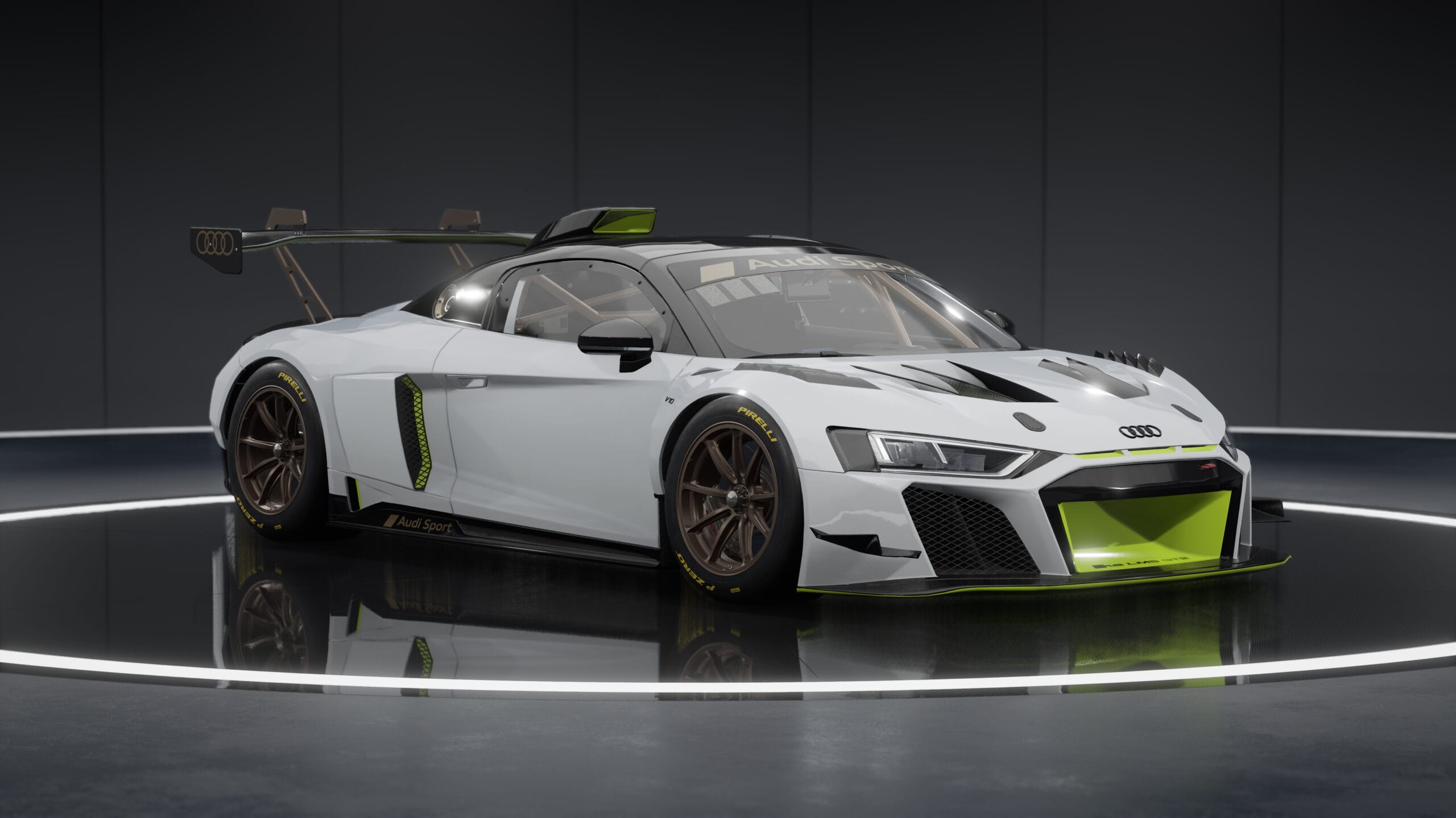 Audi R8 LMS GT2 racing car in Assetto Corsa Competizione