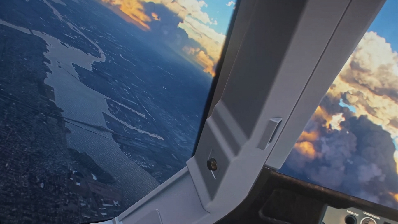 Flight simulator visuals seen through a Pimax VR headset