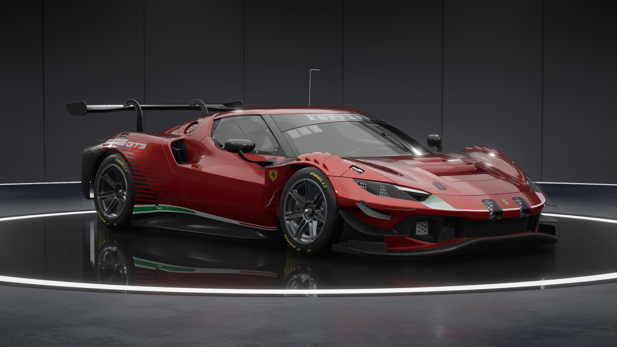 Ferrari 296 GT3 racing car in Assetto Corsa Competizione