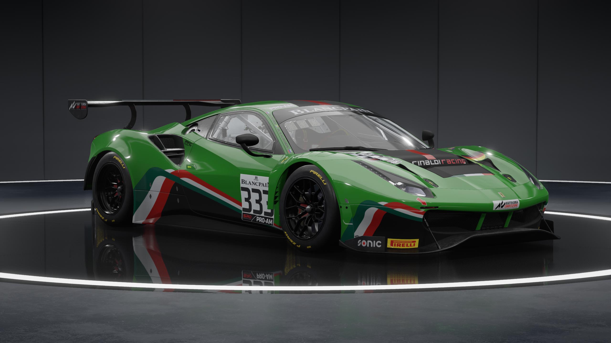Ferrari 488 GT3 racing car in Assetto Corsa Competizione