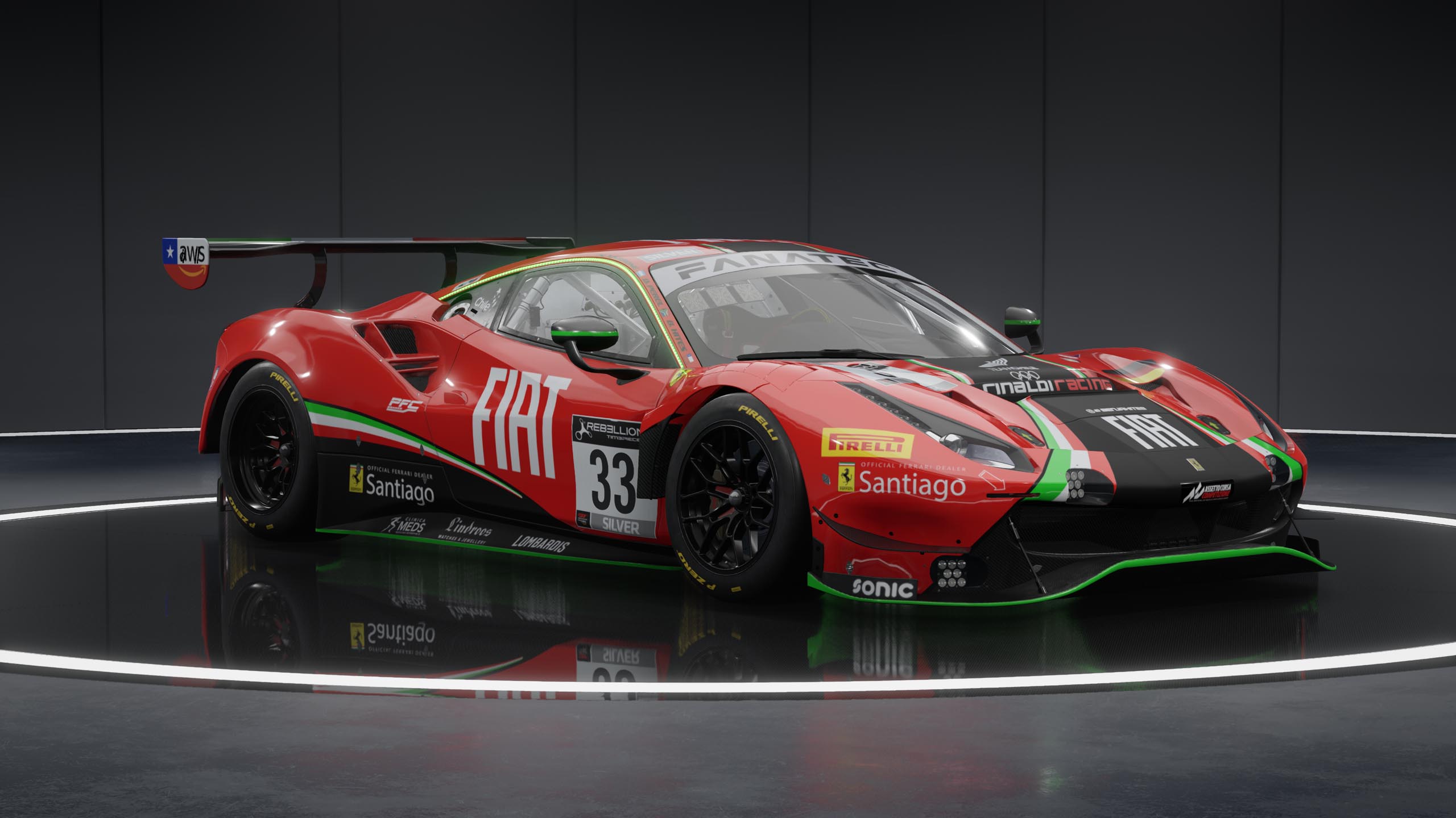 Ferrari 488 GT3 Evo racing car in Assetto Corsa Competizione