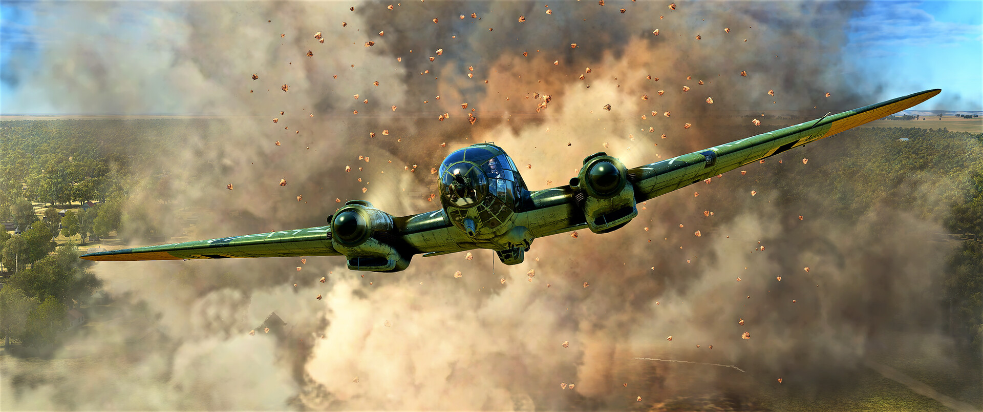 IL-2 Great Battles WWII bomber flying through bursting flak