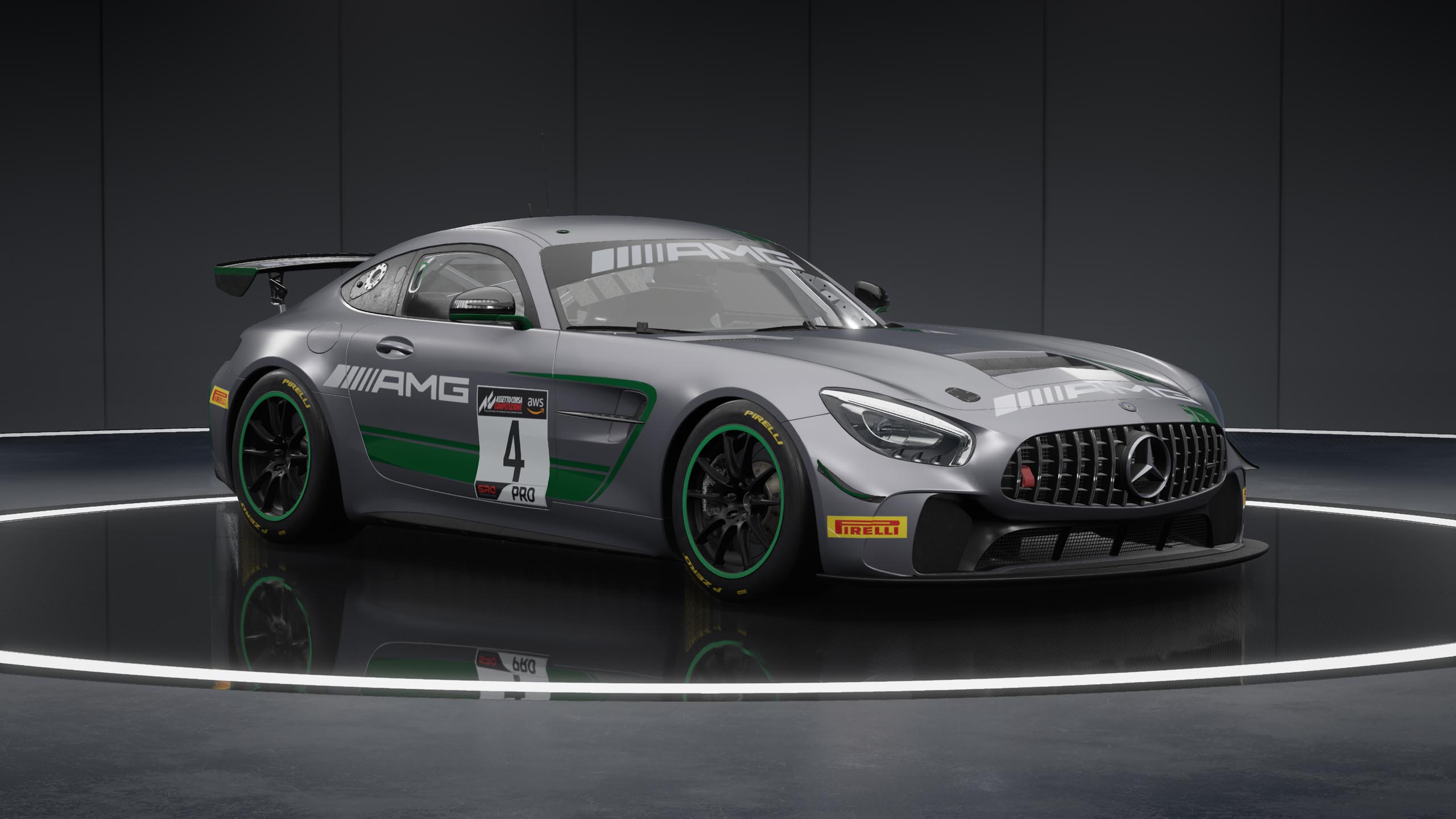 Mercedes-AMG GT4 racing car in Assetto Corsa Competizione