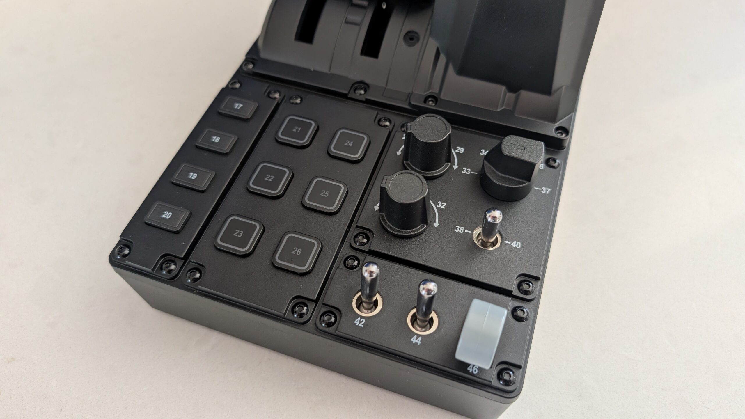 MOZA FCS multifunction control panel with 46 numbered programmable inputs