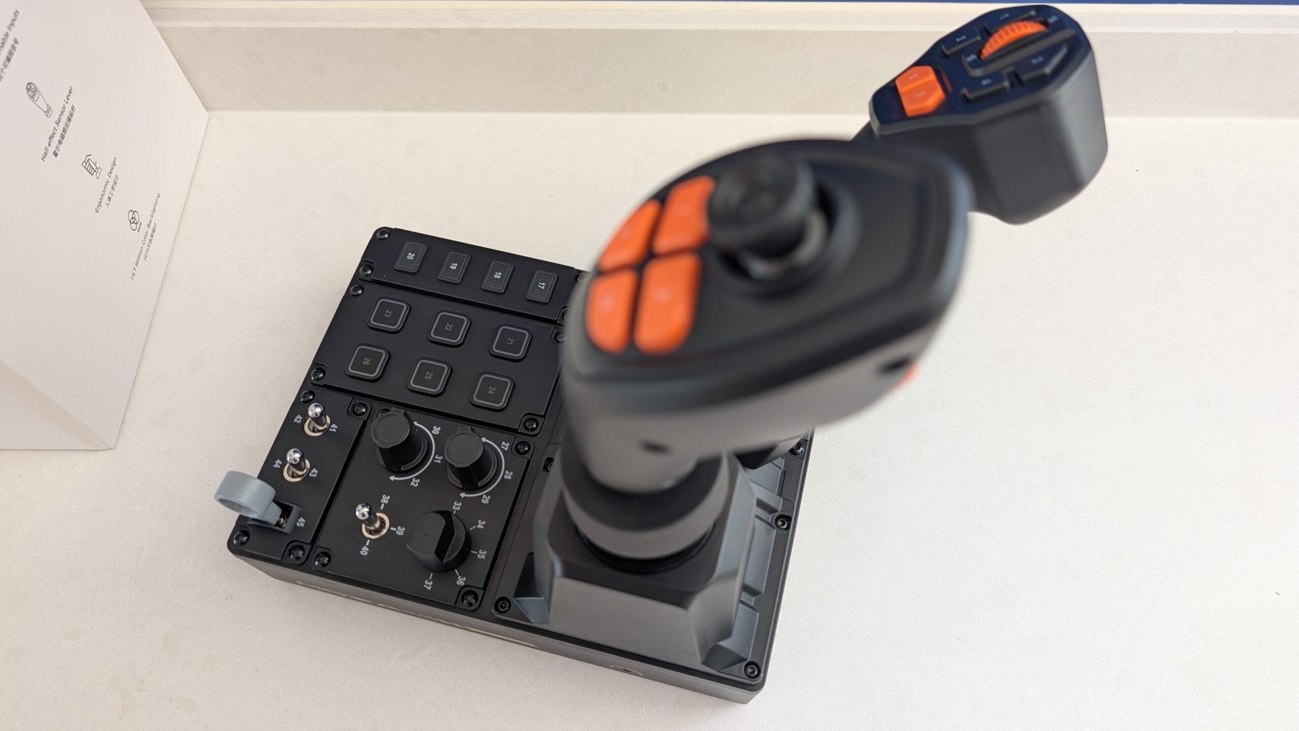 MOZA FCS joystick and throttle grip tops showing thumbstick and buttons