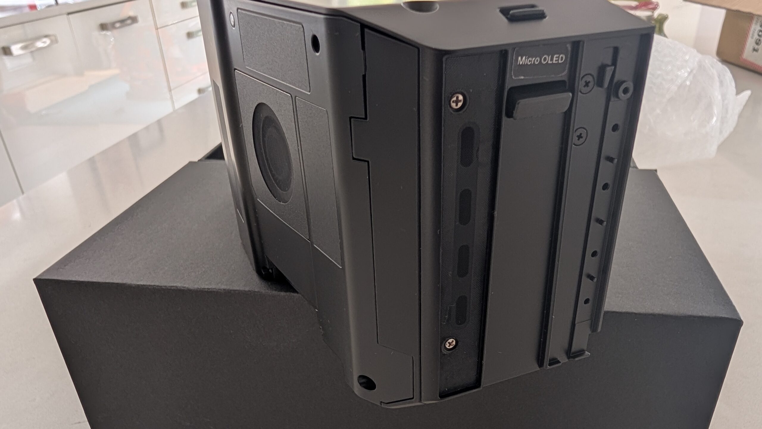 Micro OLED badge on the side rail of the Pimax optical engine