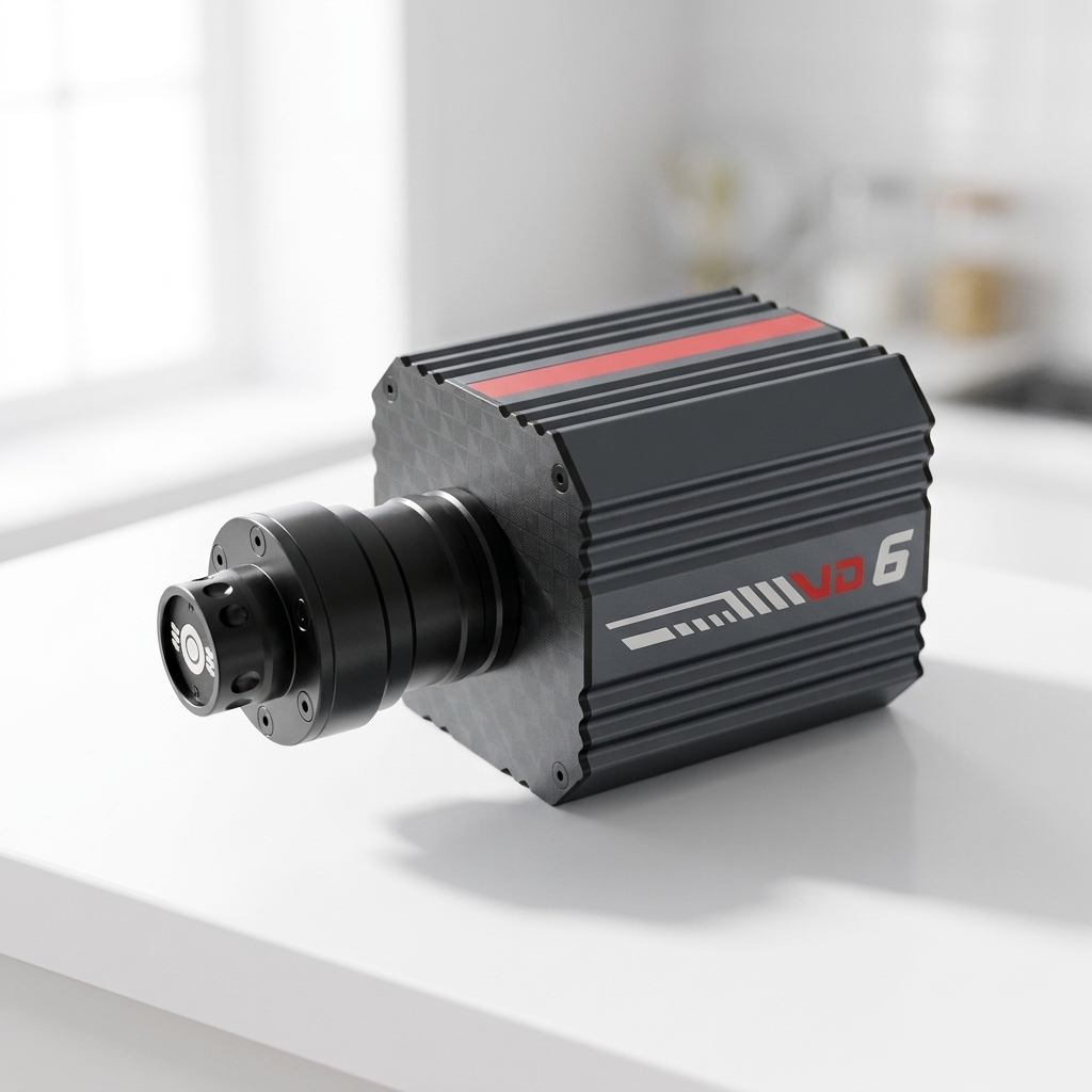 PXN VD6 6Nm direct-drive wheelbase product shot on a white worktop