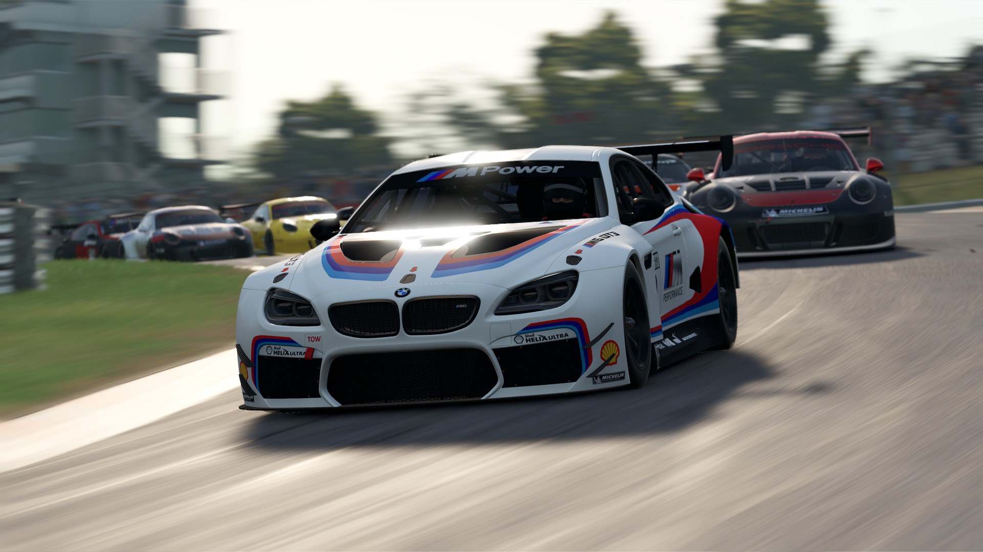 BMW M6 GT3 leading a pack of GT cars in Automobilista 2