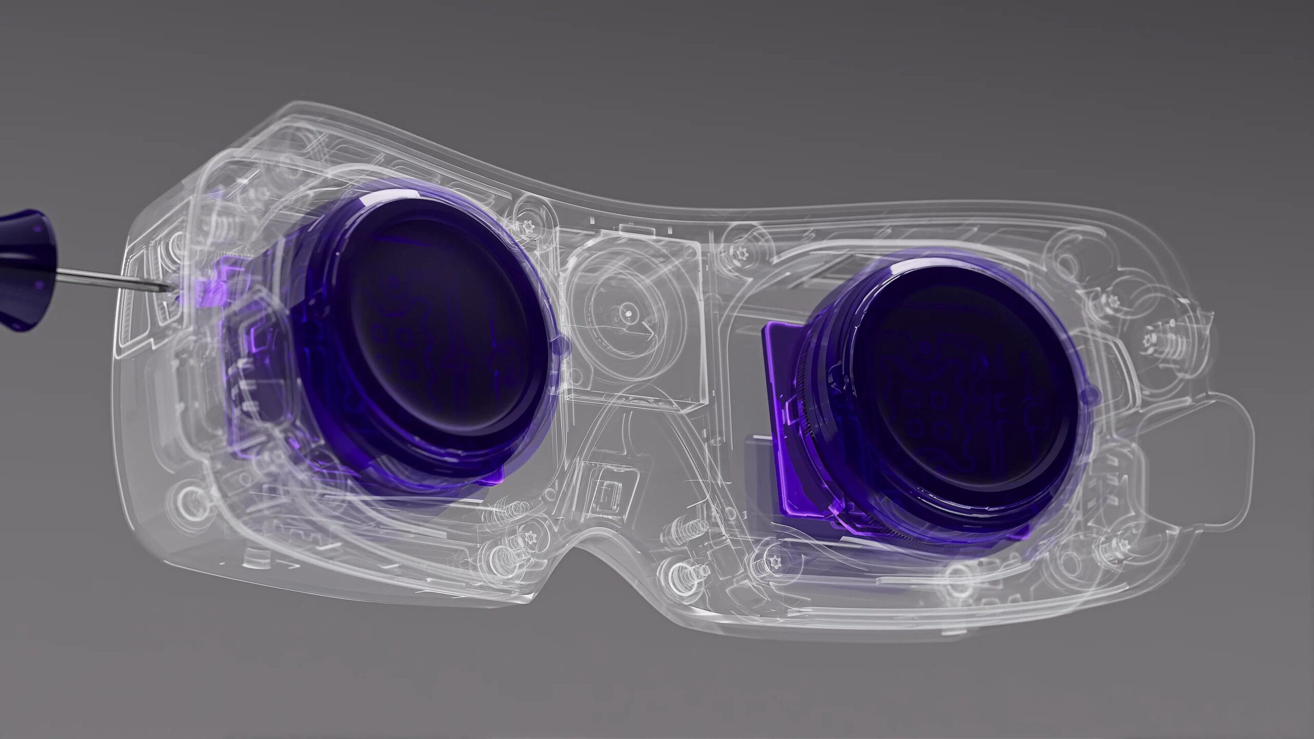 Cutaway of the Bigscreen Beyond 2 showing the per-eye IPD adjustment