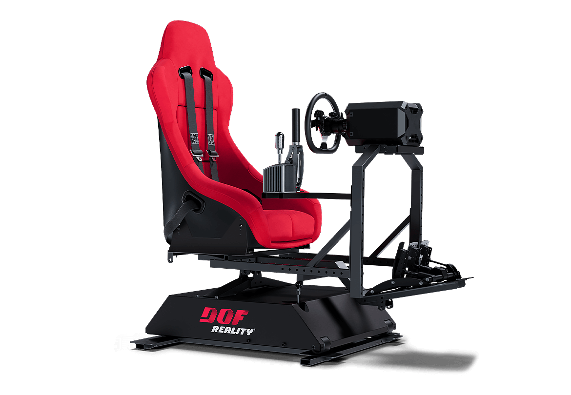 DOF Reality H3 three-axis motion racing rig with seat, wheel and pedals