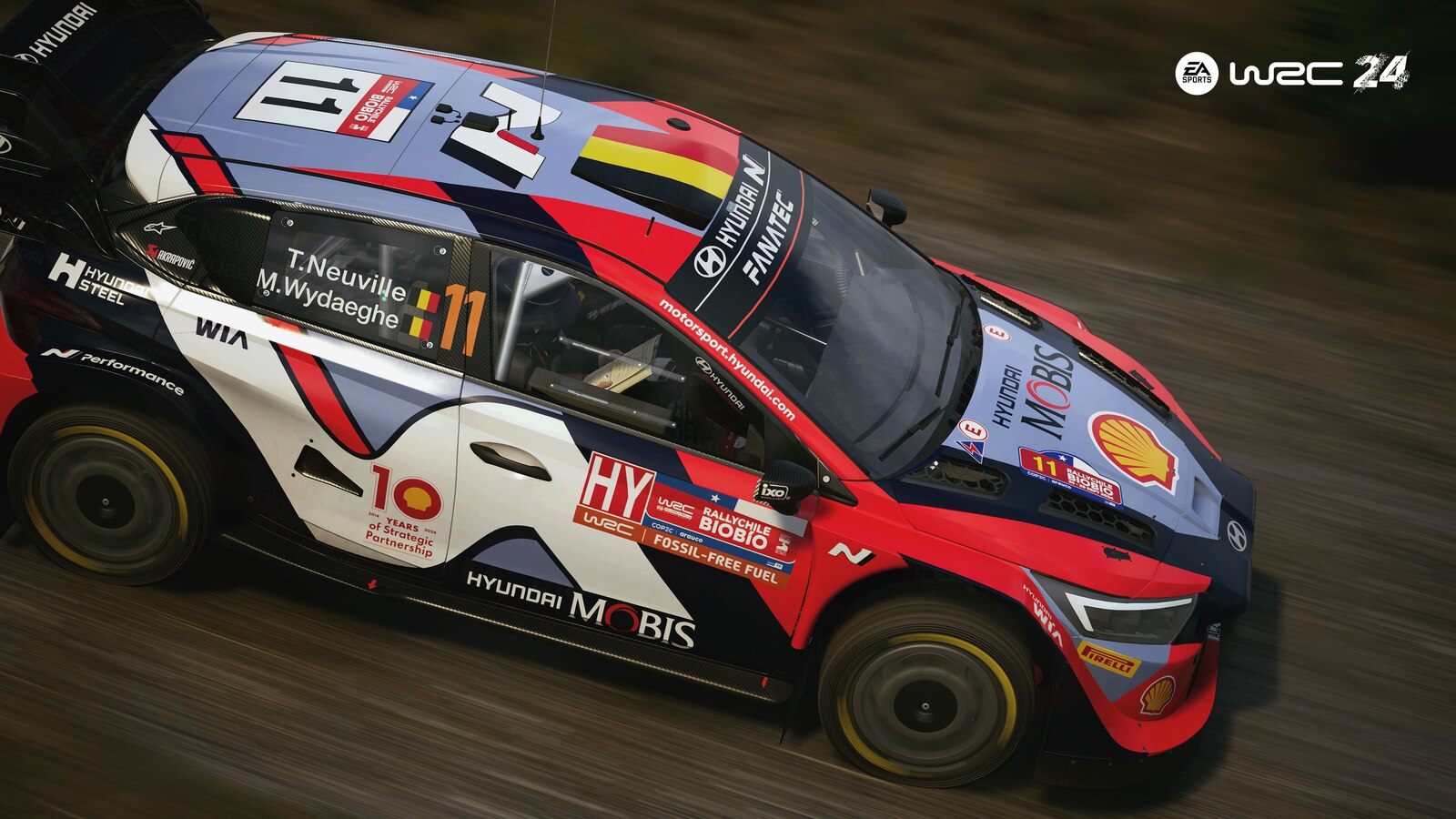 Hyundai i20 N Rally1 on a gravel stage in EA SPORTS WRC
