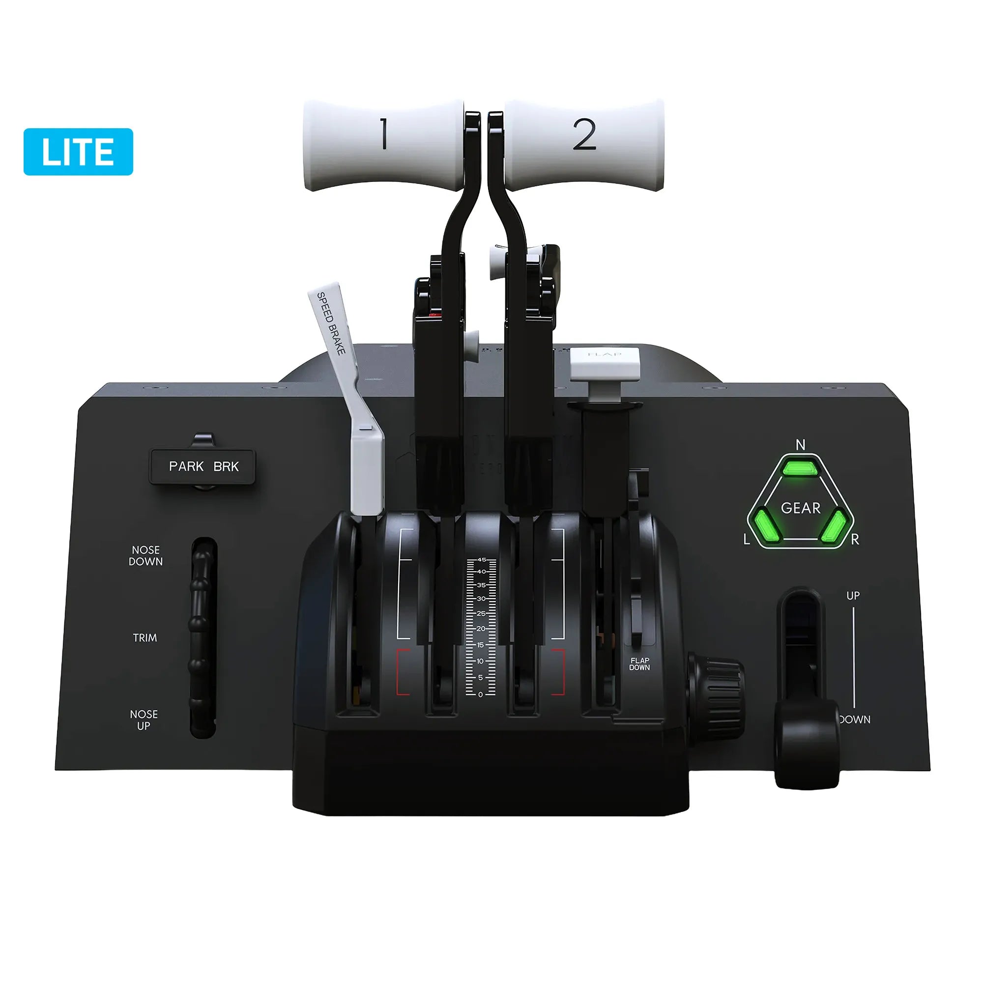 Honeycomb Bravo Throttle Quadrant LITE with four levers, trim wheel and gear lever