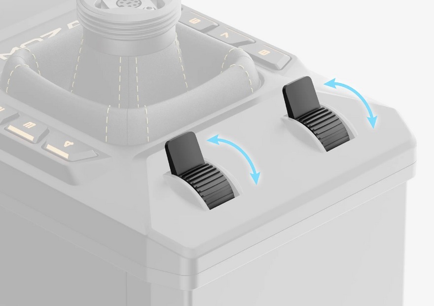 MOZA render of the two analogue sliders on the front of the AB6 base