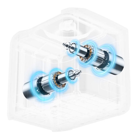 MOZA render of the AB9 base with the housing shown transparent, revealing its two servo motors