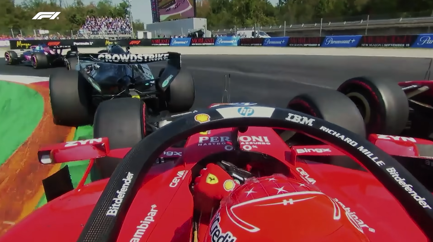 Charles Leclerc's onboard into the first chicane at Monza 2026