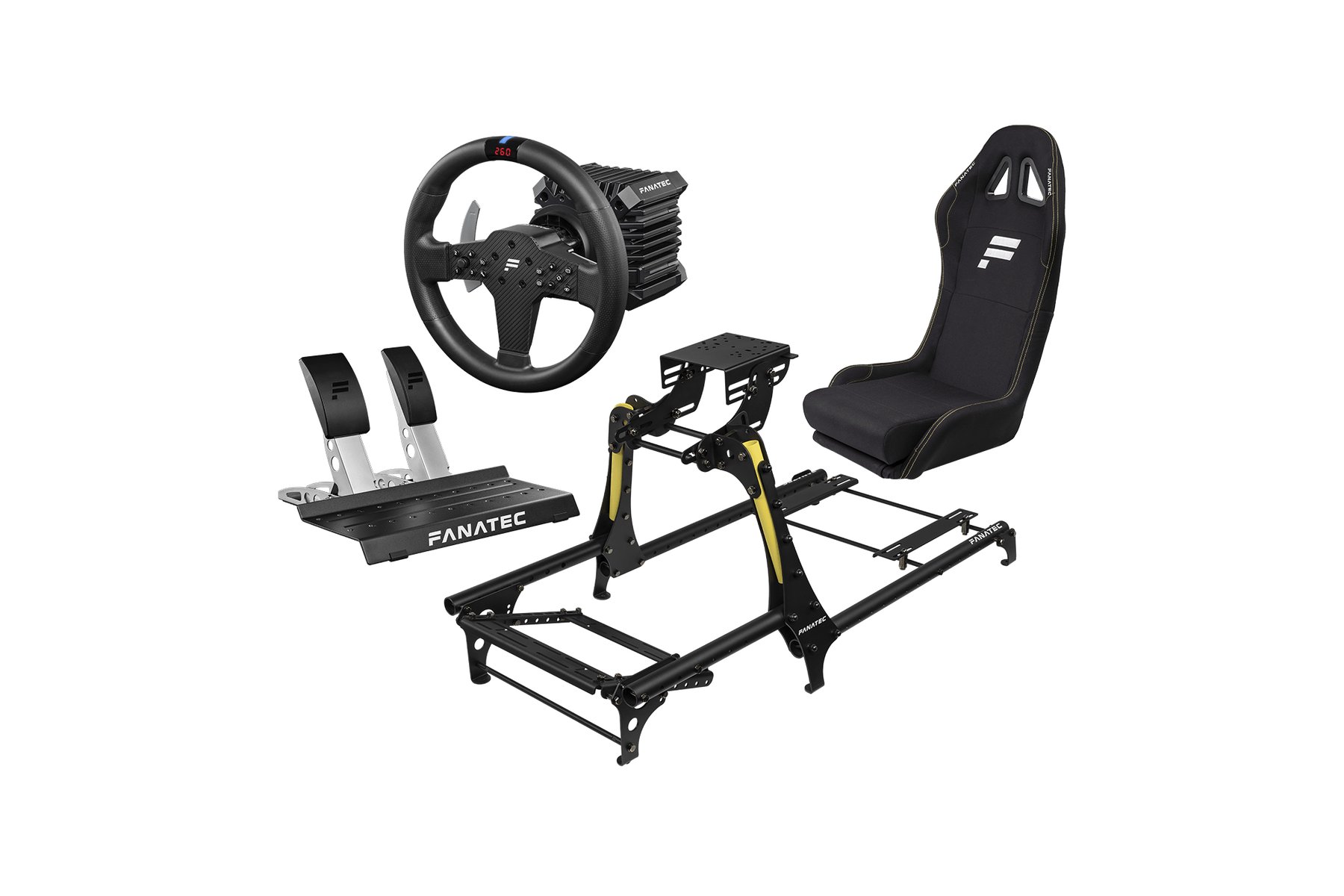 Fanatec CSL Cockpit bundle with seat, frame, direct drive base, wheel and pedals