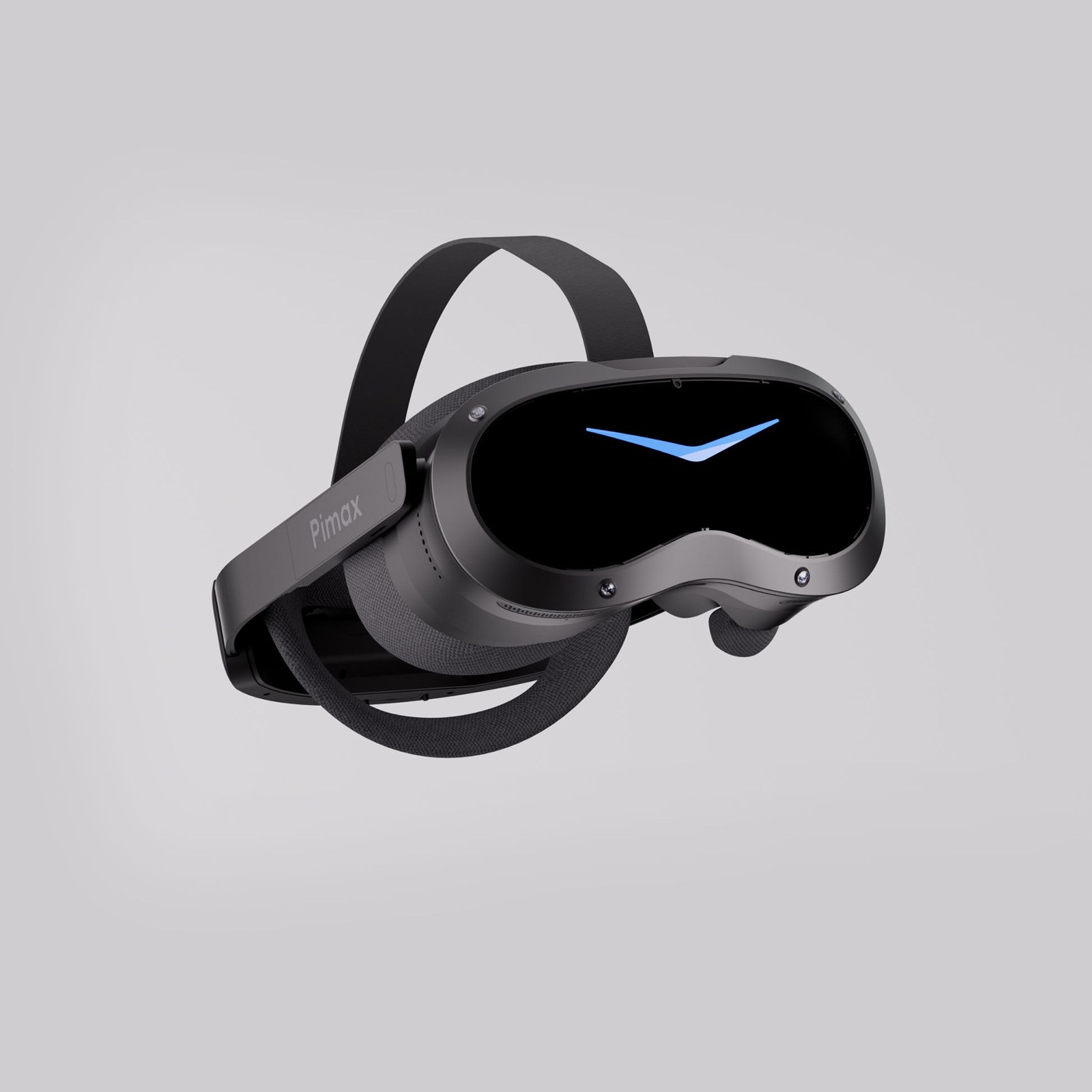 Pimax Crystal Pro headset, three-quarter front view, against a grey background