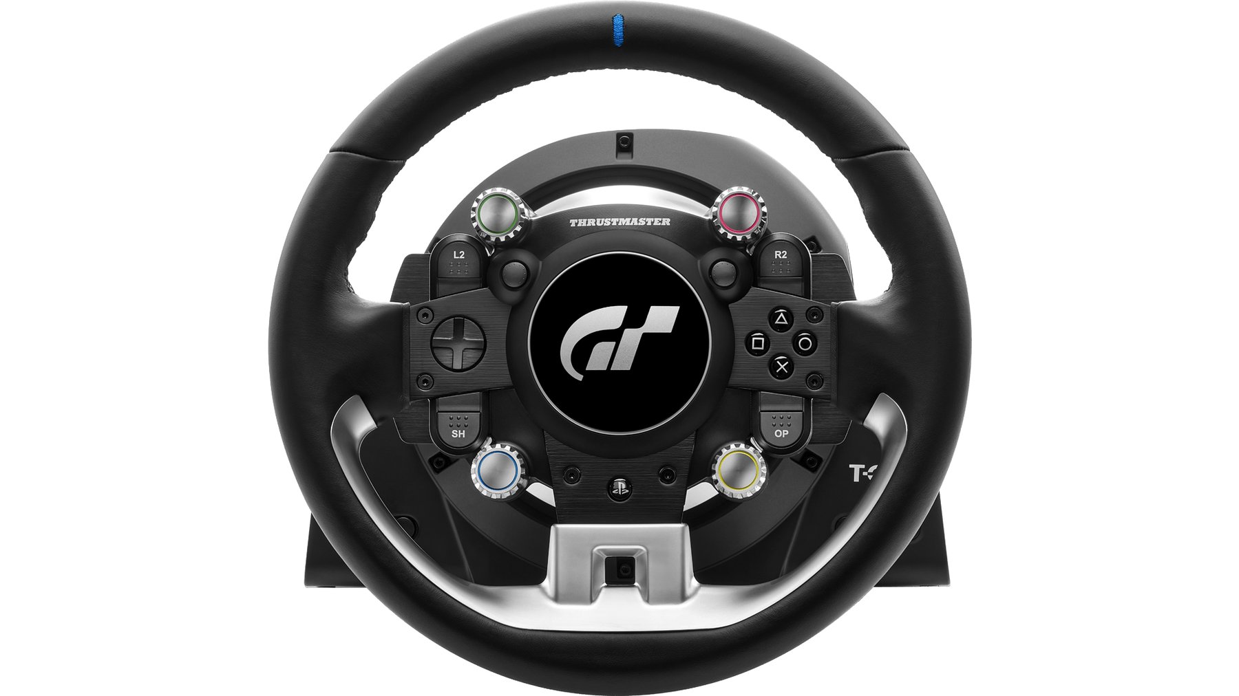 Thrustmaster T-GT II racing wheel with a Gran Turismo hub badge