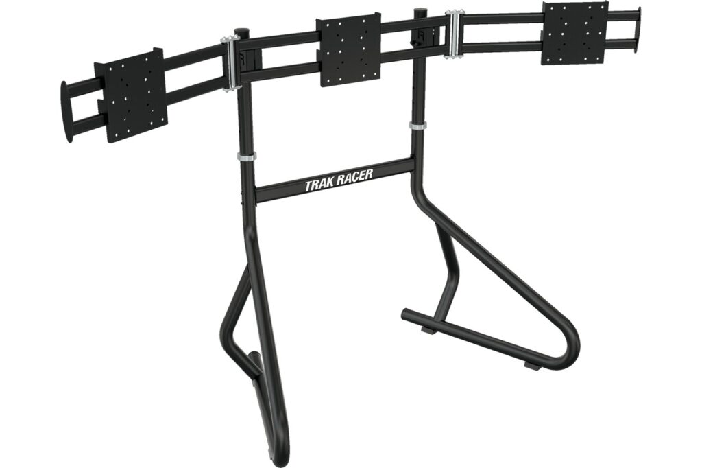 Trak Racer freestanding steel tube triple monitor stand